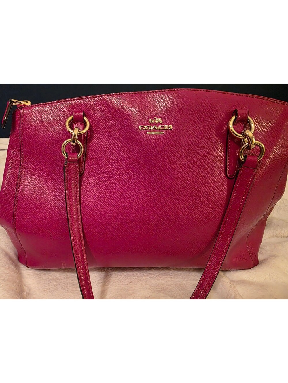 Coach pink leather tote bag